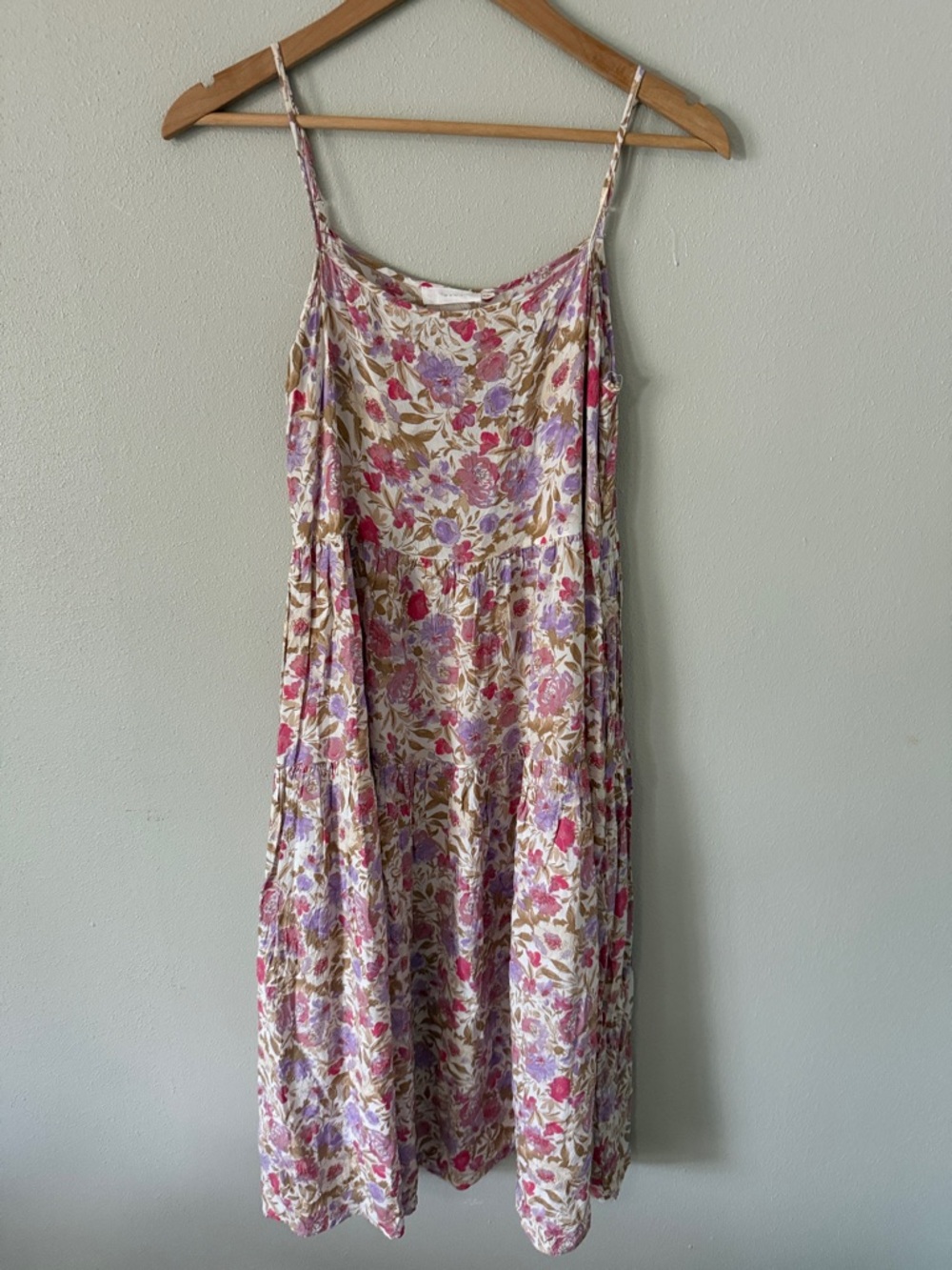 Lush Floral Slip Dress in Pink, Lavender & Cream tiered cottagecore feminine